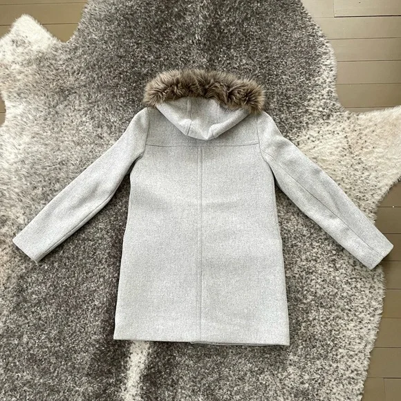 J. Crew Pea Coat with Faux Fur Hood - Picture 6 of 11